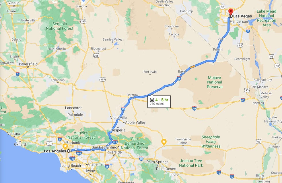 road trip itinerary from vegas